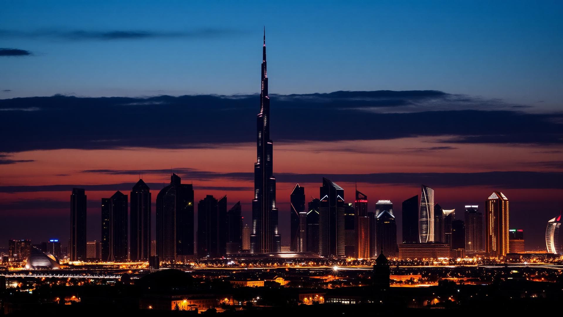 Dubai skyline at dusk